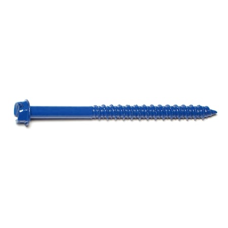 Masonry Screw, 1/4 Dia., Hex, 3 1/4 In L, Steel Blue Ruspert, 10 PK